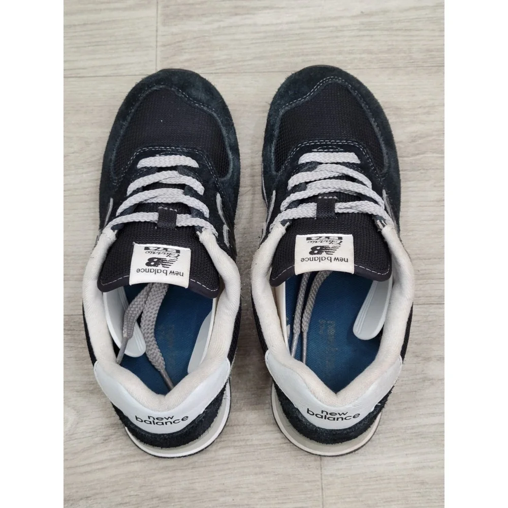 New Balance 574 Boys Size 3 Black White Athletic Sneakers Lace Up Shoes